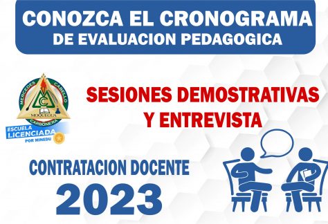 CONOZCA EL CRONOGRAMA DE EJECUCION DE LA EVALUACION PEDAGOGICA 2023
